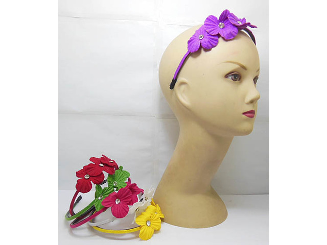 3x12Pcs New Hair Band with Attached Flower Mixed