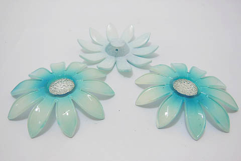 20Pcs Blue Blossom Sunflower Hairclip Jewelry Finding Beads 65mm - Click Image to Close