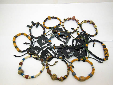 24Pcs New Drawstring Beaded Bracelets Assorted - Click Image to Close