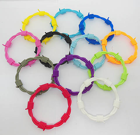 60 New Rubber Band Bracelet with Card For Retail Mixed Color - Click Image to Close