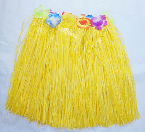 5Pcs Dress-up Hawaiian Yellow Hula Skirt 40cm - Click Image to Close