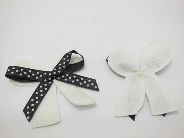 200Pcs Hand Craft Bowknot Embellishment Black Ribbon - Click Image to Close