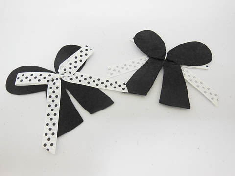 200Pcs Hand Craft Bowknot Embellishment White Ribbon - Click Image to Close