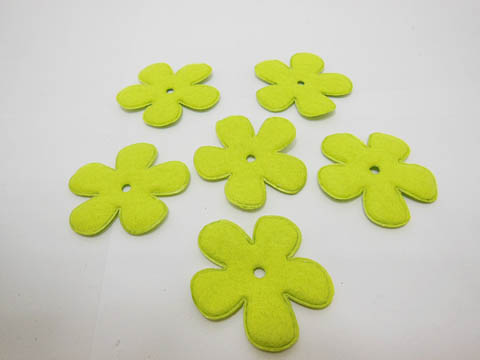 200Pcs Yellow Green Flower Embellishments Trims 4cm - Click Image to Close