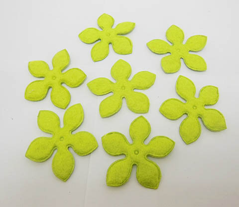 200Pcs Yellow Green Flower Embellishments Trims 4.8cm - Click Image to Close