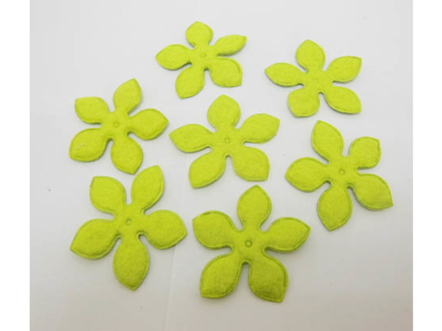 200Pcs Yellow Green Flower Embellishments Trims 4.8cm - Click Image to Close