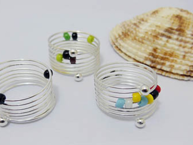 100 Bulk Glass Beaded Wrap Rings Mixed Colour