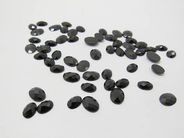 10000 Black Oval Flat Back Diamontes Rhinestones 8x5mm - Click Image to Close