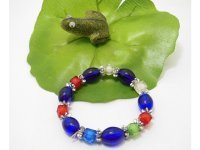 50 Dark Blue Oval Glass Beaded Bracelets br-g79