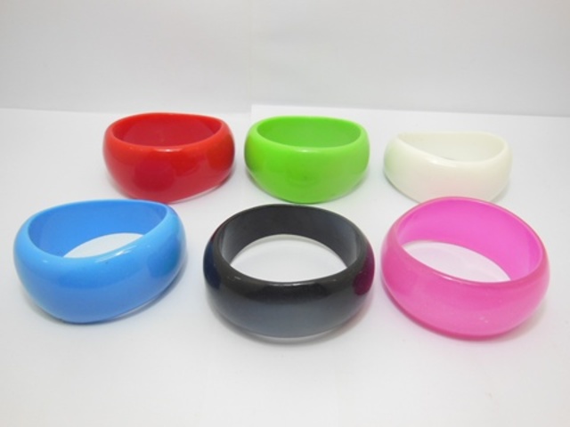 10Pcs Plain Color Bracelets Bangles 65mm Dia. Mixed Color