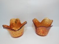 72Pcs Red Golden Flower Glass Tea Light Holder Wedding Favor