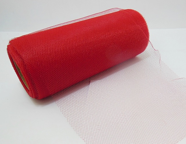 1Roll X 25Yds Tulle Spool 15cm Wedding Gift Bow Craft - Red - Click Image to Close