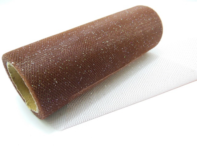 4RollX 10Yard Glitter Tulle Spool Wedding Gift Bow 14.5cm Coffee