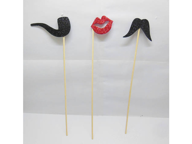 40Pcs Photo Booth Prop Wedding Party Moustache & Lips On A Stick - Click Image to Close