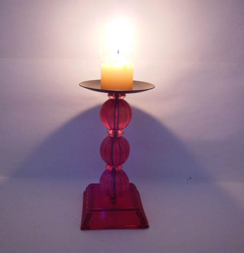 10X New Red Glass Base Metal Art Candle Holders - Click Image to Close