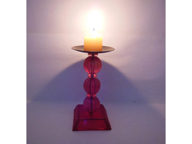 10X New Red Glass Base Metal Art Candle Holders - Click Image to Close