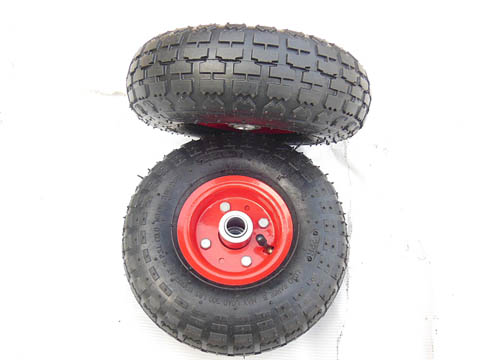 1X New Trolley Rubber Red Pneumatic Wheel 25x25cm - Click Image to Close
