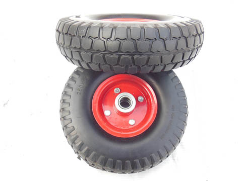 1X New Red Core Trolley Pneumatic Wheel 18mm Hole - Click Image to Close