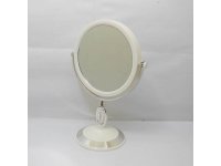 1X White Pedestal Oval Makeup Mirror Double Sided 3x Magnify