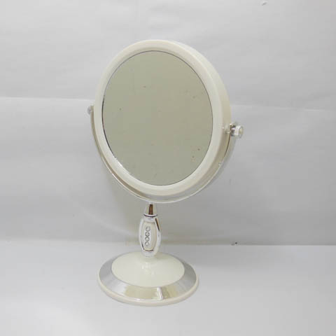 1X White Pedestal Oval Makeup Mirror Double Sided 3x Magnify - Click Image to Close