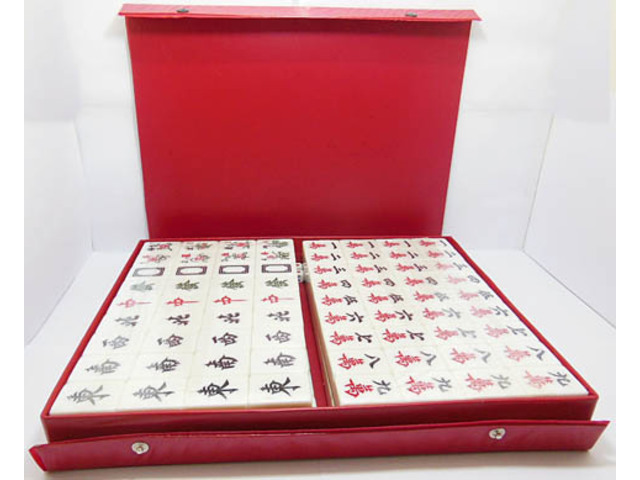 1Set Green Back Mah-jong Set 144 Pieces with Case