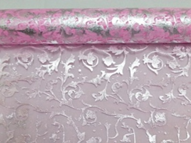 4x1Roll Pink Flower Organza Ribbon 49cm Wide for Craft