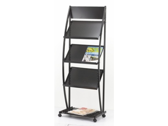 1X Black 3 Tiers Trayer Brochure Book Magazine Display Rack