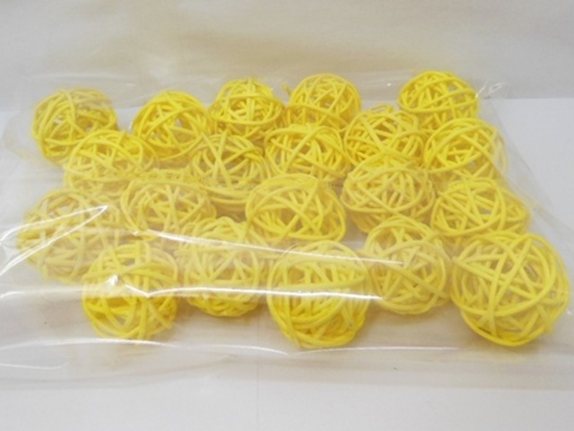 20X Yellow Rattan Balls Florist Wedding Decoration 5cm