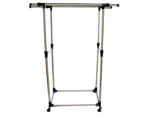 1X New Portable Mobile Double Rail Clothes Rack Hanger