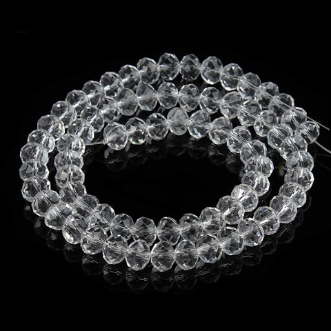 10Strand x 90Pcs Clear Faceted Crystal Beads 6mm - Click Image to Close