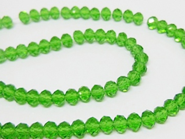 10Strand x 90Pcs Green Rondelle Faceted Crystal Beads 6mm - Click Image to Close