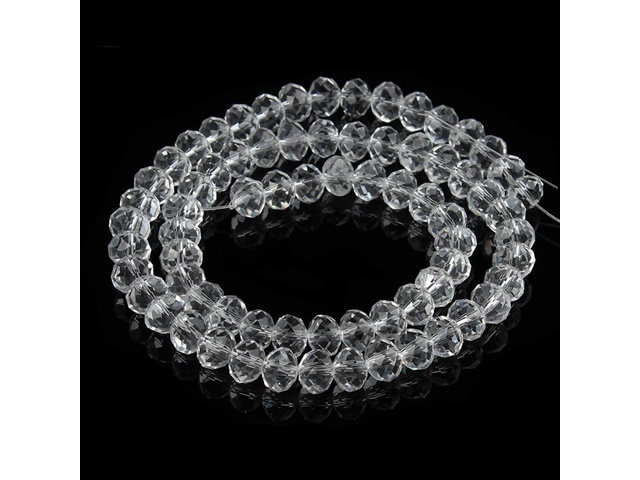 10Strand x 68Pcs Clear Rondelle Faceted Crystal Beads 8mm