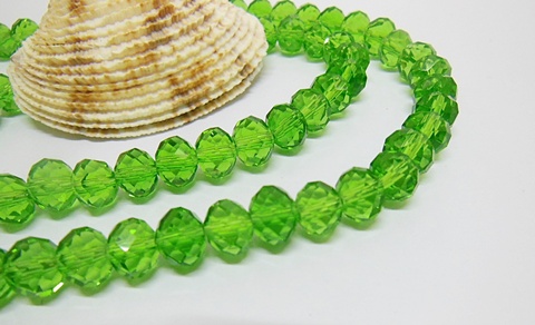 10Strand x 68Pcs Green Rondelle Faceted crystal Beads 8mm - Click Image to Close