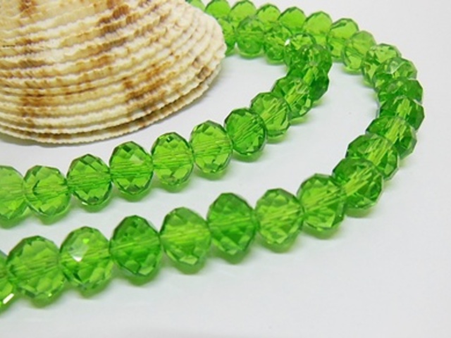 10Strand x 68Pcs Green Rondelle Faceted crystal Beads 8mm - Click Image to Close