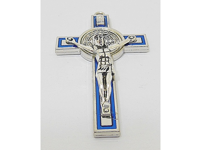 10X Blue Charm Cross Pendant Jewellery Finding 7.3x4.2x1.2cm