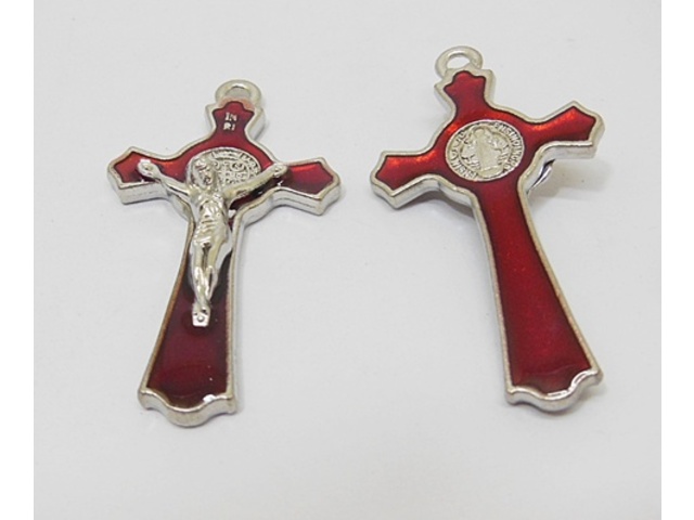 20X Red Charm Cross Pendant Jewellery Finding 5.3x2.9x0.8cm