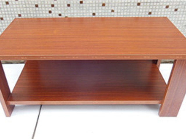 1X Teak Color Rectangular Coffee Table Side Table 100x50x42cm