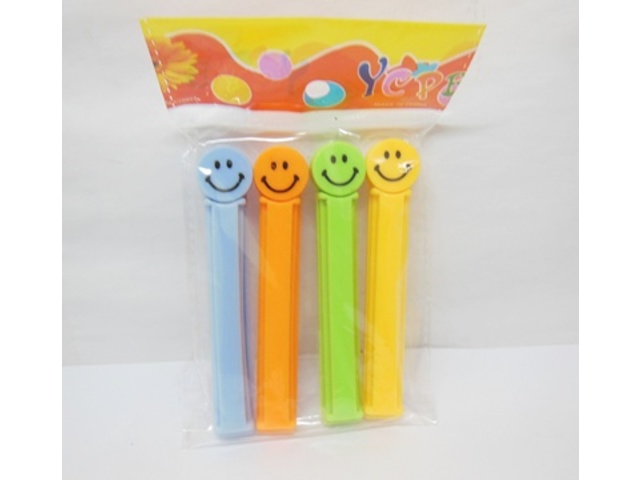 10Set X 4Pc Smiley Emoticon Bag Sealer Lock Clip Kitchen Storage