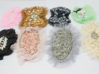 50Pcs Lace Trim Beaded Flower Embellishment