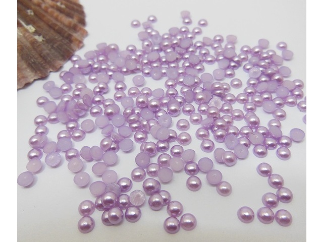 9500Pcs 3mm Purple Semi-Circle Simulated Pearl Bead Flatback - Click Image to Close