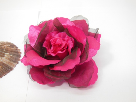 60Pcs Fuschia Black Artificial Rose Flower Head Buds - Click Image to Close