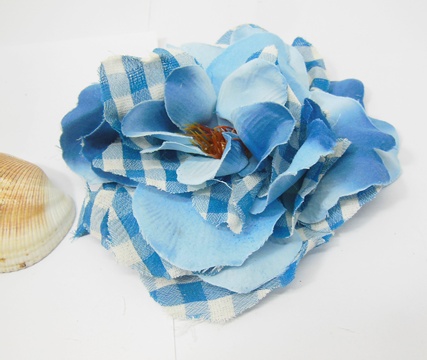 60Pcs Checkered Blue Artificial Rose Flower Head Buds - Click Image to Close