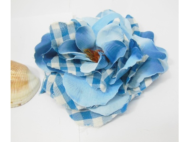 60Pcs Checkered Blue Artificial Rose Flower Head Buds