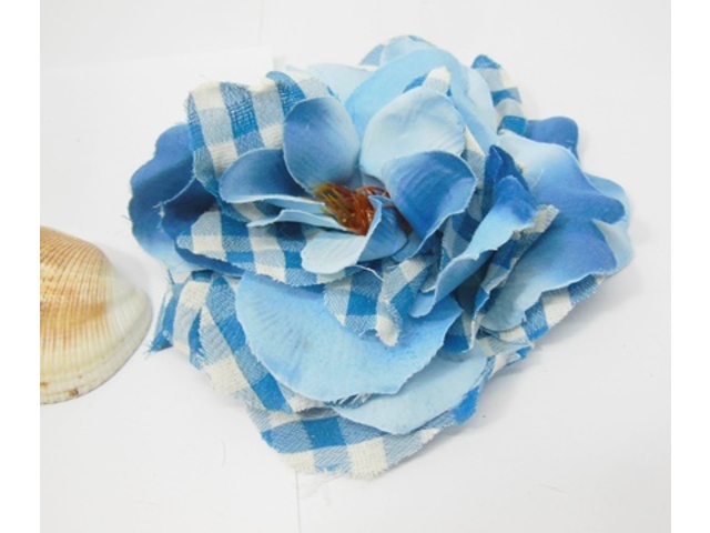 60Pcs Checkered Blue Artificial Rose Flower Head Buds - Click Image to Close