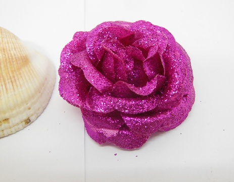 300 Glittered Fuschia Artificial Rose Flower Head Buds - Click Image to Close