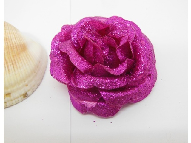 300 Glittered Fuschia Artificial Rose Flower Head Buds - Click Image to Close