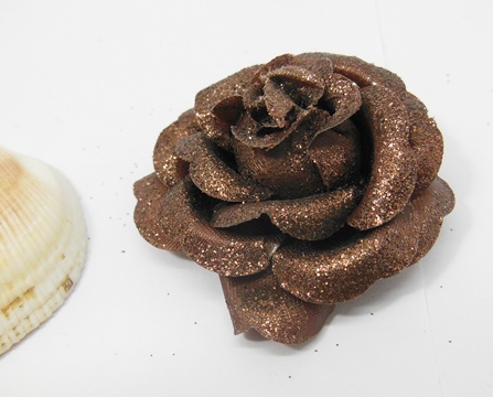 300 Glittered Coffee Artificial Rose Flower Head Buds - Click Image to Close