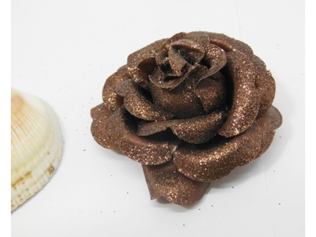 300 Glittered Coffee Artificial Rose Flower Head Buds