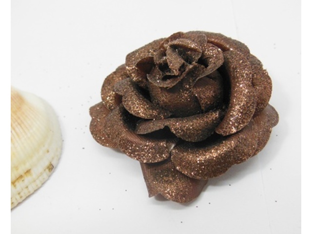 300 Glittered Coffee Artificial Rose Flower Head Buds - Click Image to Close