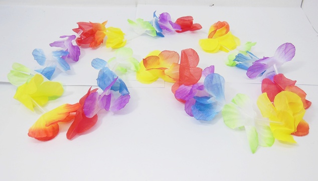 12 New Colorful Hawaiian Dress Party Flower Leis/Lei 6.5cm - Click Image to Close
